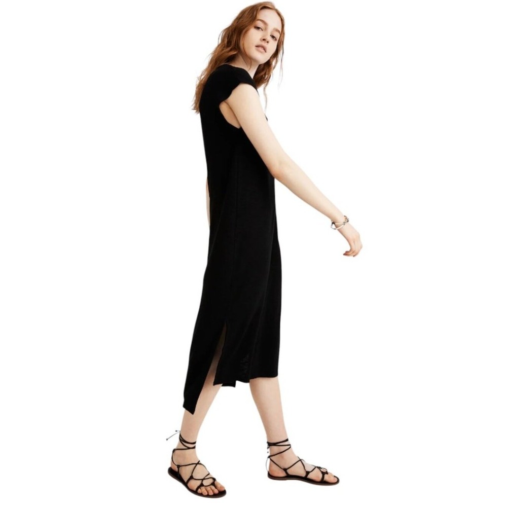 Madewell Muscle Tank Side Slit Midi Dress Womens S Black Minimalist Casual